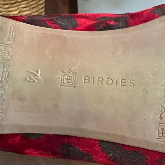 Birdies The Heron Red Black leopard print velvet quilted sole 7.5 Loafers - Picture 8 of 12